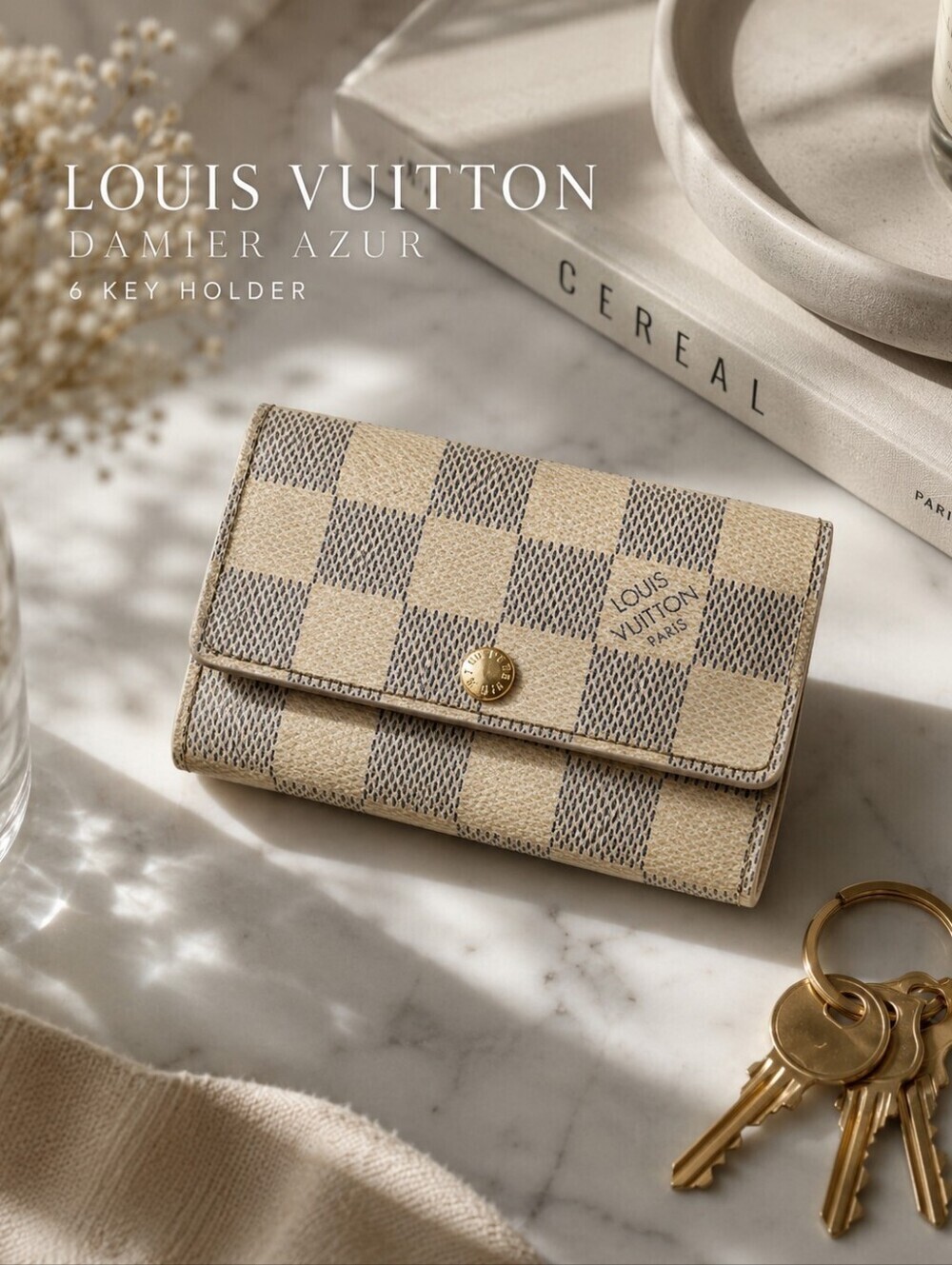 Louis Vuitton Damier Azur 6 Key Holder Authentic